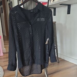 Apt. 9 Black Sheer Button-Down Shirt